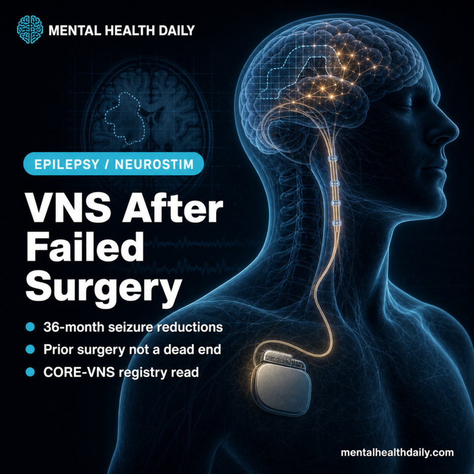 VNS After Failed Epilepsy Surgery Reduced Seizures 76% at 36 Months