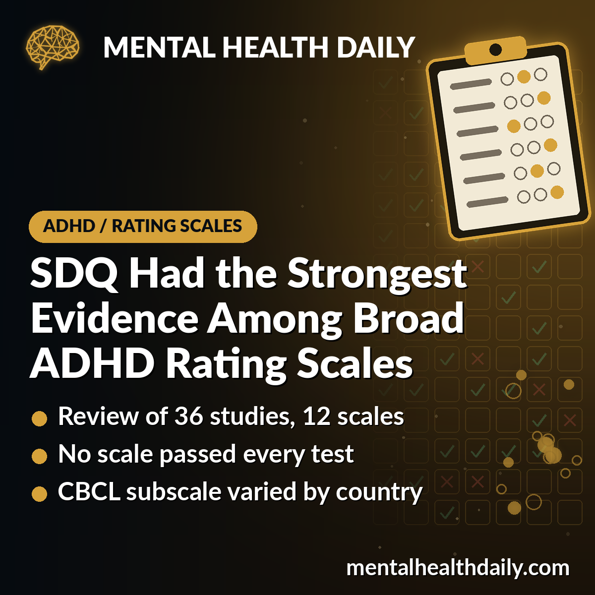 SDQ Had the Strongest Evidence Among Broad ADHD Rating Scales for Children