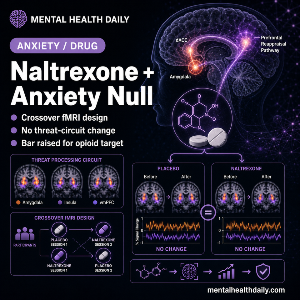 Naltrexone Reduced Reappraisal Distress in 38-Person Threat fMRI Trial