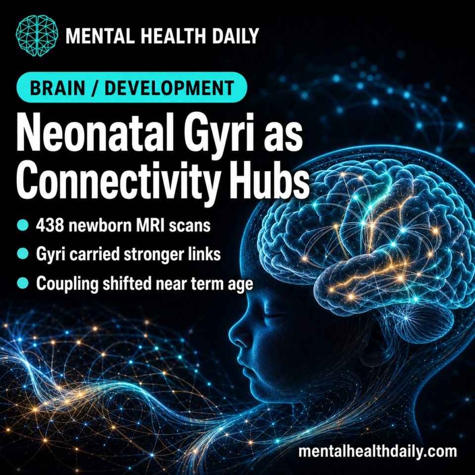 Neonatal Brain MRI Shows Gyri Are Connectivity Hubs by 38-44 Weeks