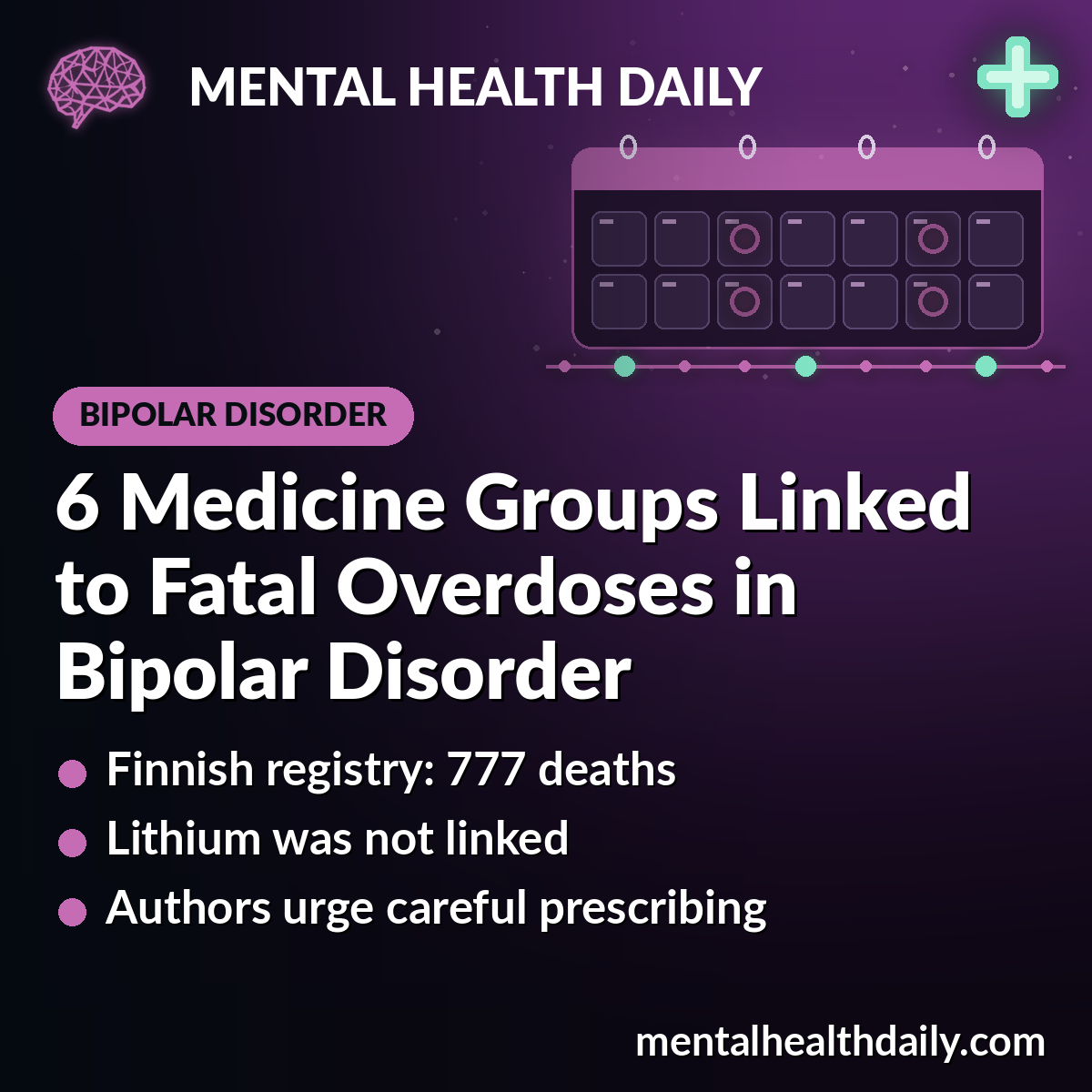 6 Medicine Groups Linked to Fatal Overdoses in Bipolar Disorder