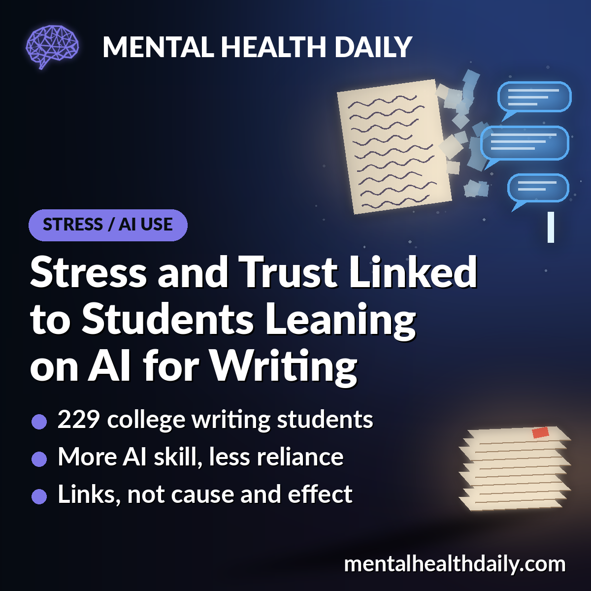 College Students’ AI Dependence Linked to Academic Stress and Trust