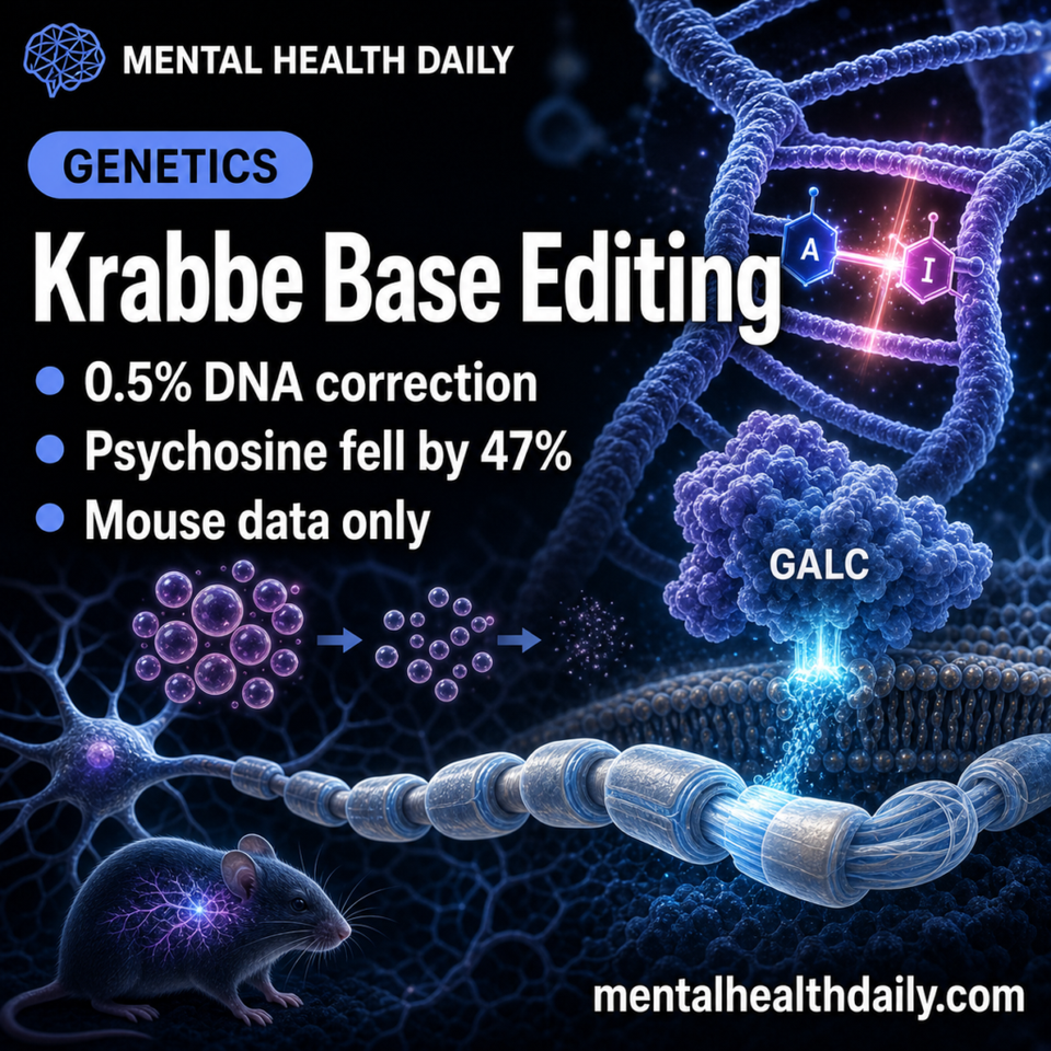 Krabbe Disease Base Editing: 0.5% DNA Correction Improved Mice