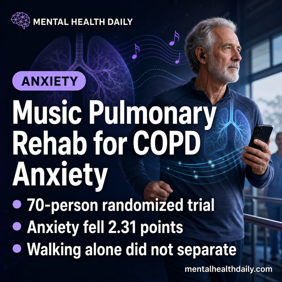 Smartphone Music Pulmonary Rehab Improved COPD Anxiety by 2.31 HADS Points
