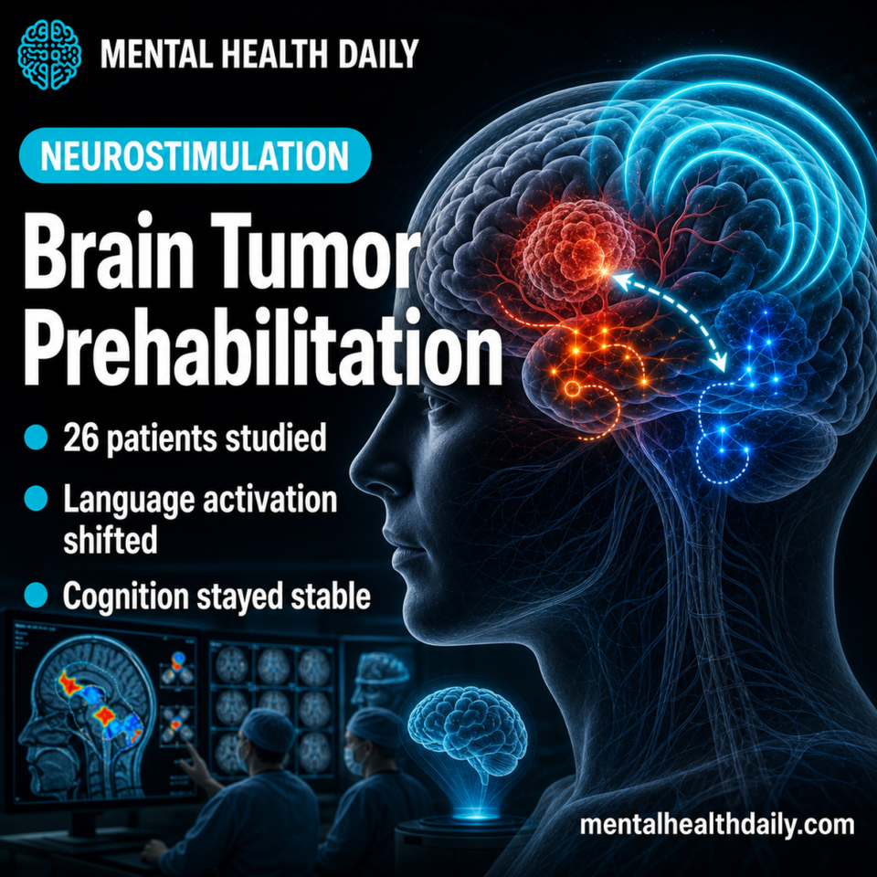 Non-Invasive Prehabilitation Shifted Brain Tumor Language Networks