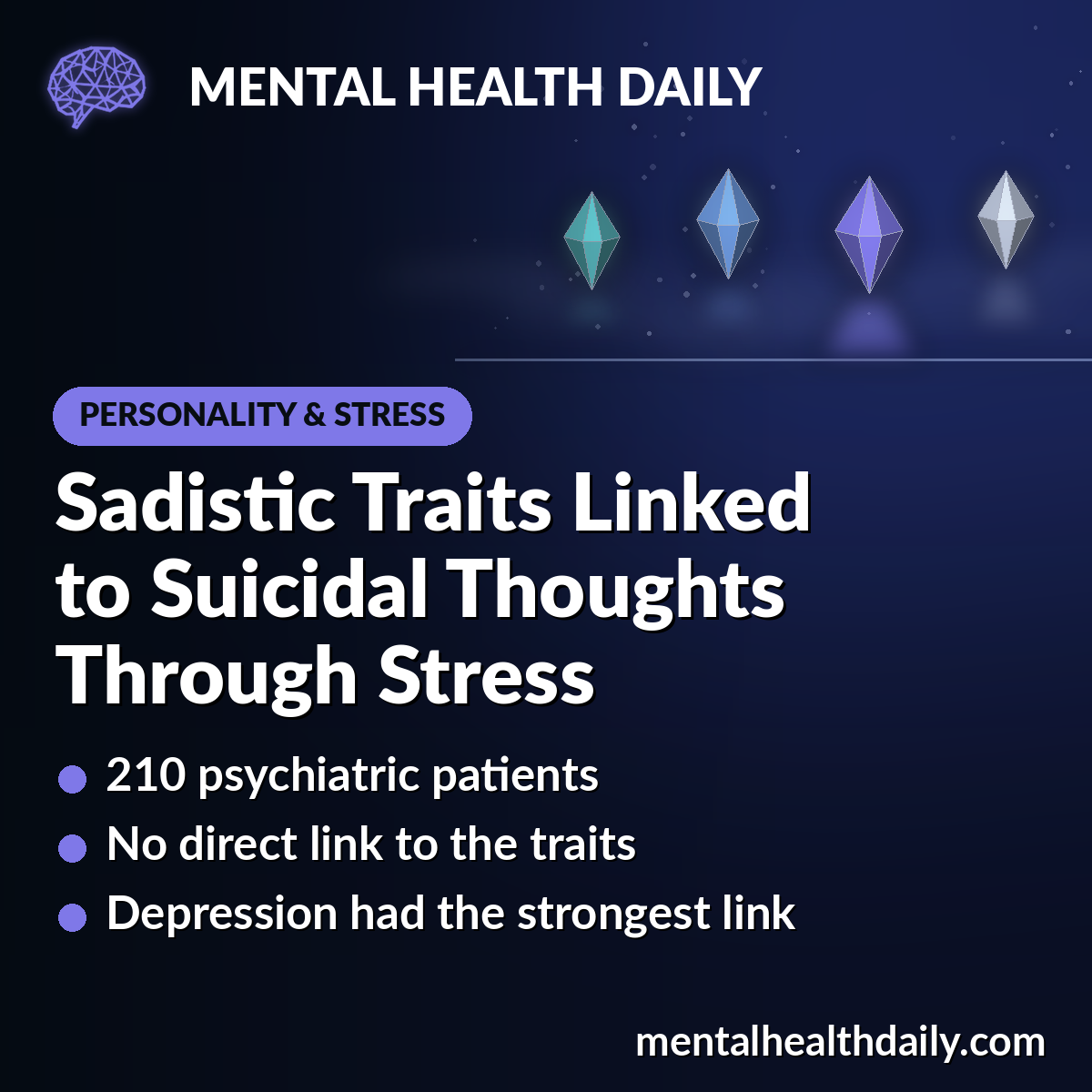 Sadistic Traits Linked to Suicidal Thoughts Through Stress, Not Directly