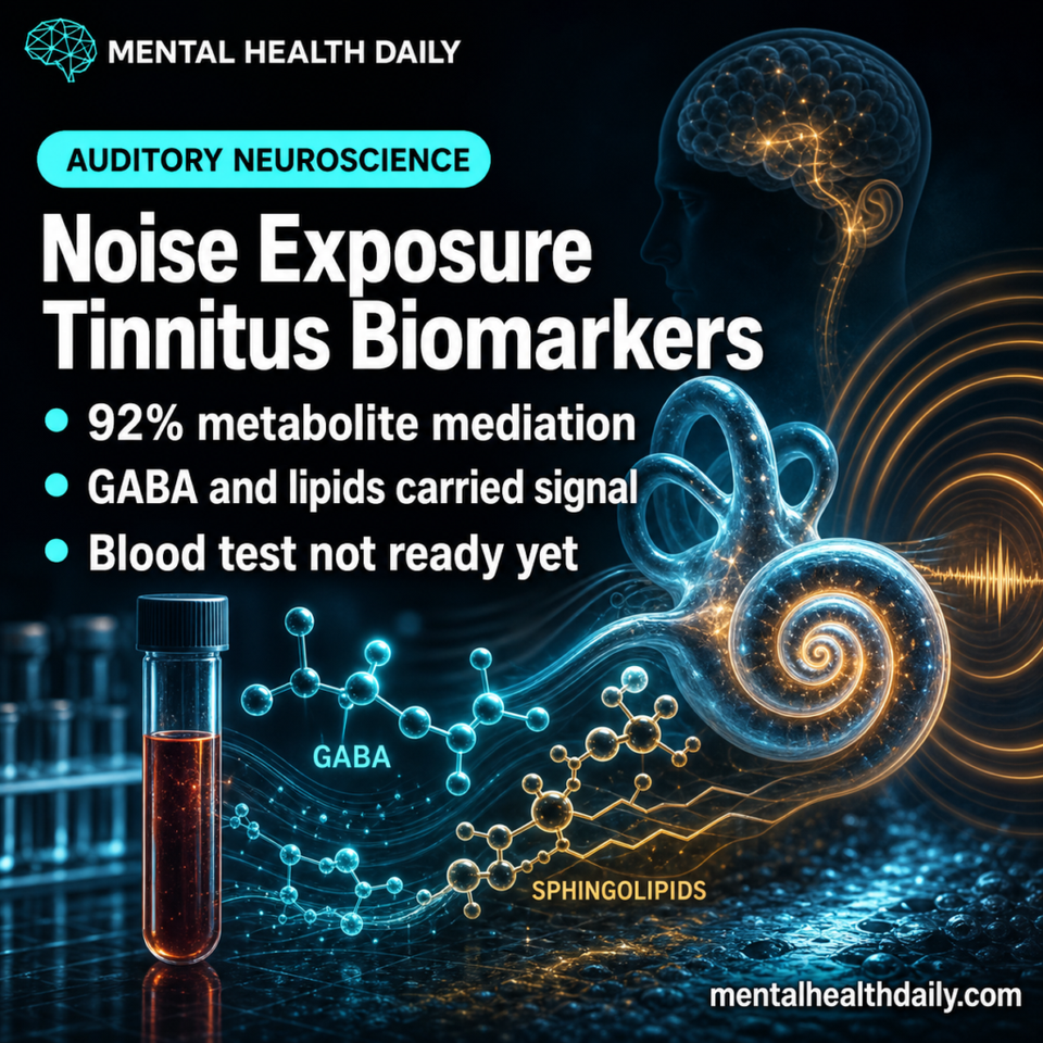 Noise Exposure Tinnitus Biomarkers: 92% Metabolite Mediation