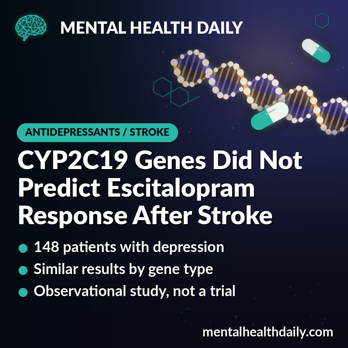CYP2C19 Genes Did Not Predict Escitalopram Response in Post-Stroke Depression