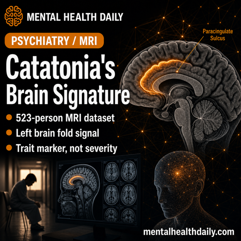 Catatonia Linked to Lower Left Paracingulate Sulcus Rate (28% vs 53%)
