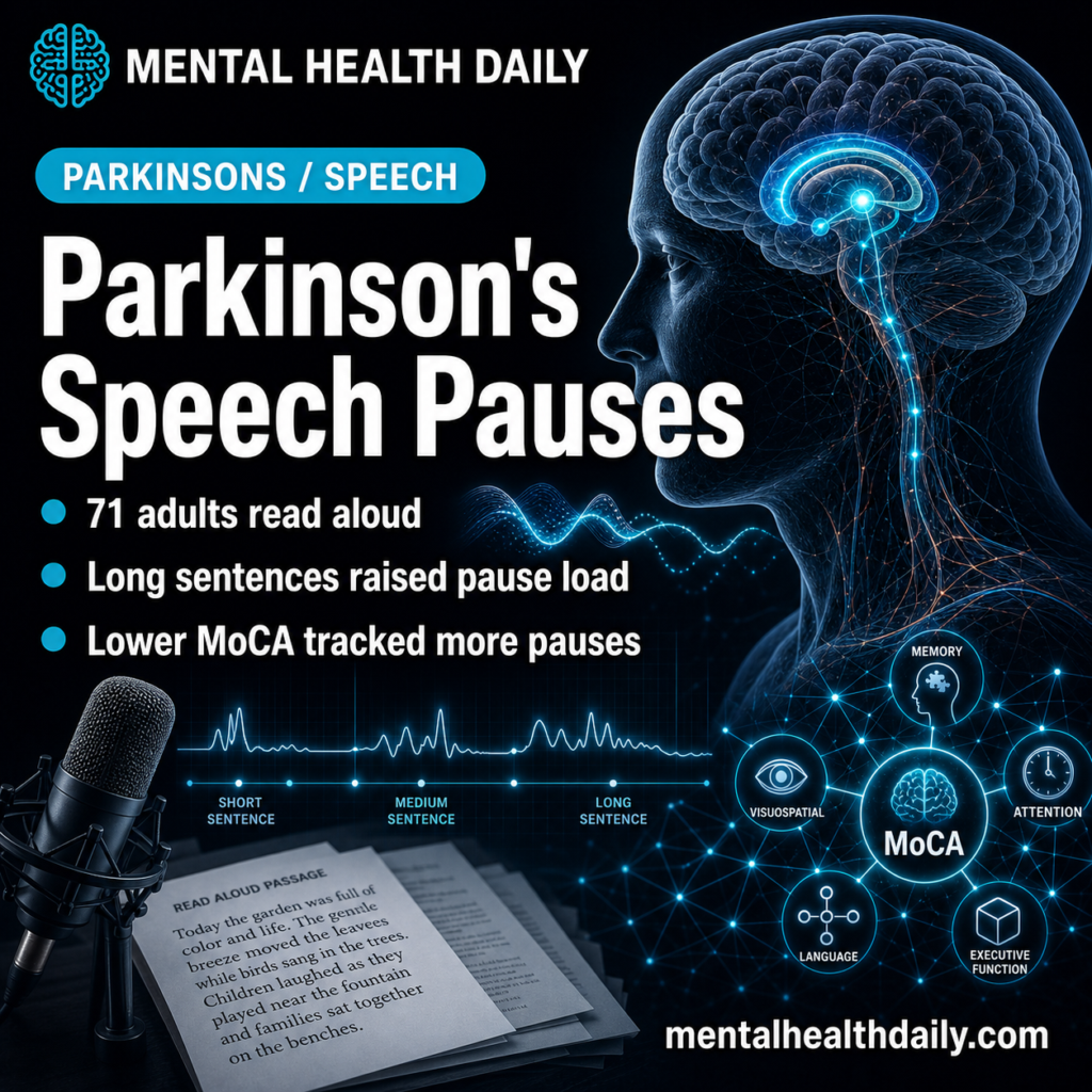 MHD featured image for Parkinson's speech pauses, sentence complexity, MoCA scores, and dysarthria.