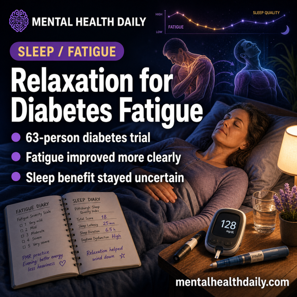 MHD featured image for progressive muscle relaxation, diabetes fatigue, and sleep quality.