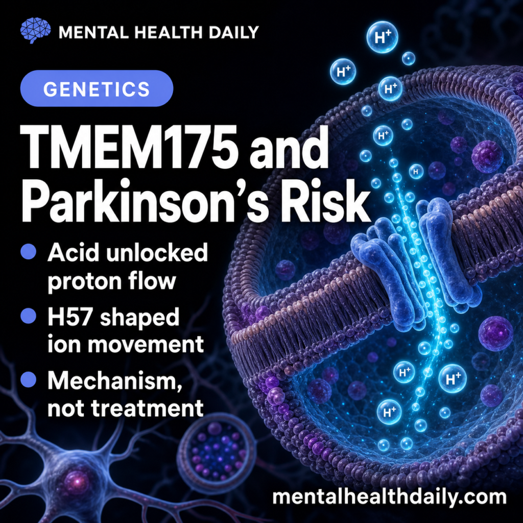 MHD featured image for TMEM175 proton conductance and Parkinson's disease lysosome risk.