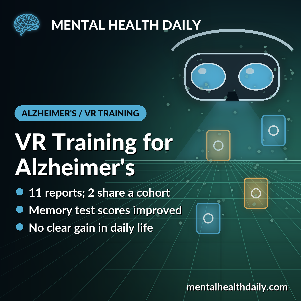 VR Training for Alzheimer’s Improved Memory Tests, Not Daily Function
