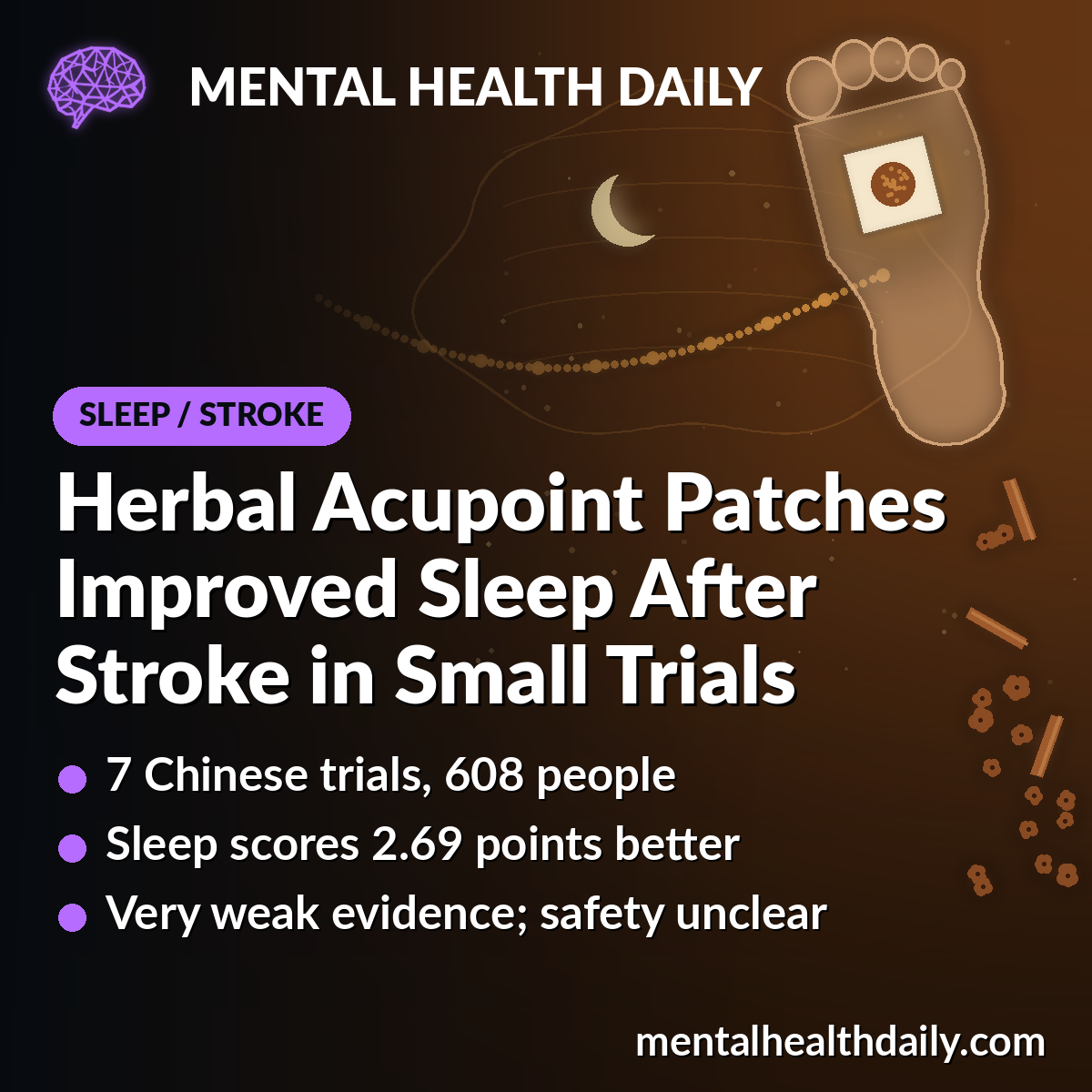 Chinese Herbal Acupoint Patches Improved Sleep After Stroke in Small Trials