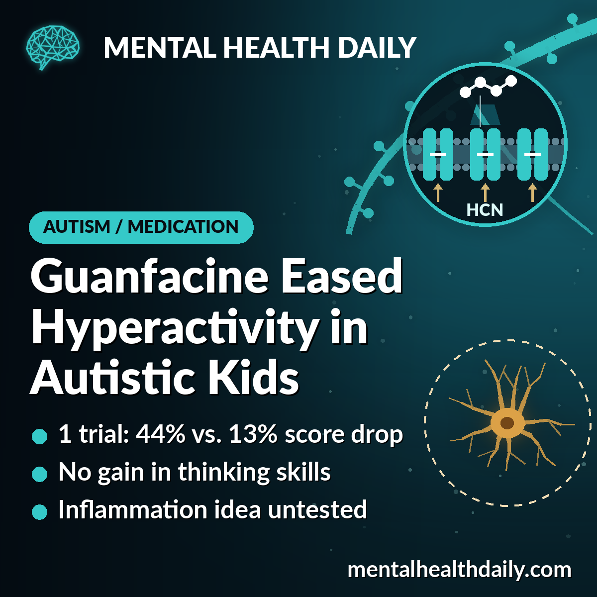 Guanfacine Eases Hyperactivity in Autism; Inflammation Theory Untested